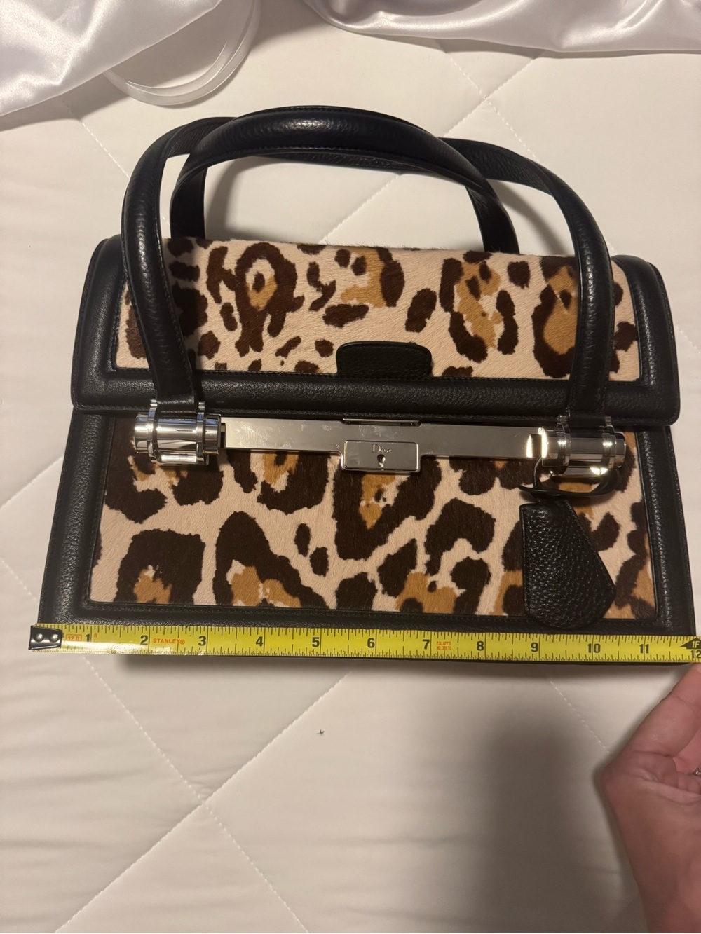 Dior Leopard Print Satchel in Black and Brown - Picture 15 of 15